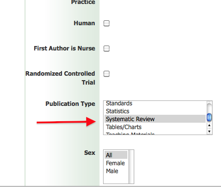 Limit by publication type