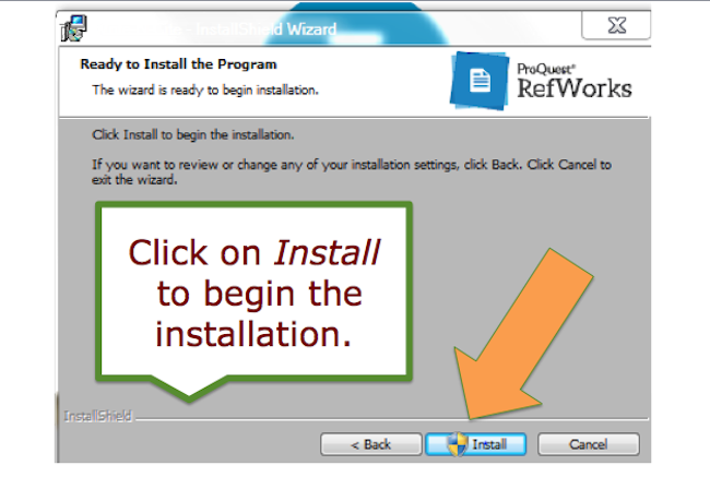 Click on Install to begin the  installation.