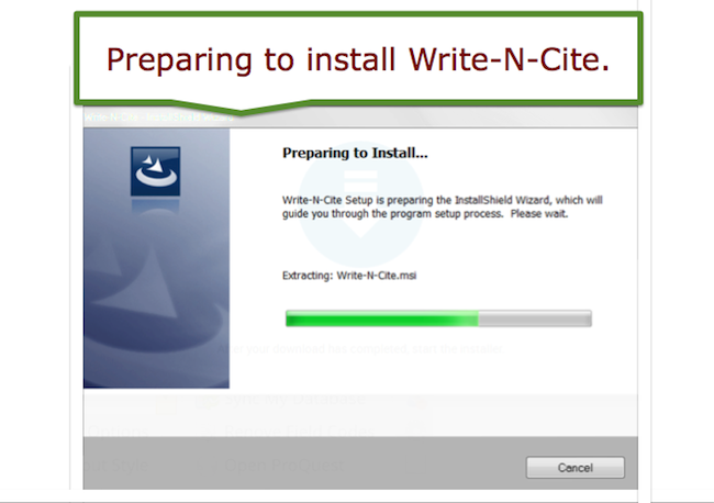 Preparing to install Write-N-Cite.