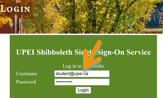 UPEI Shibboleth Single Sign-On Page