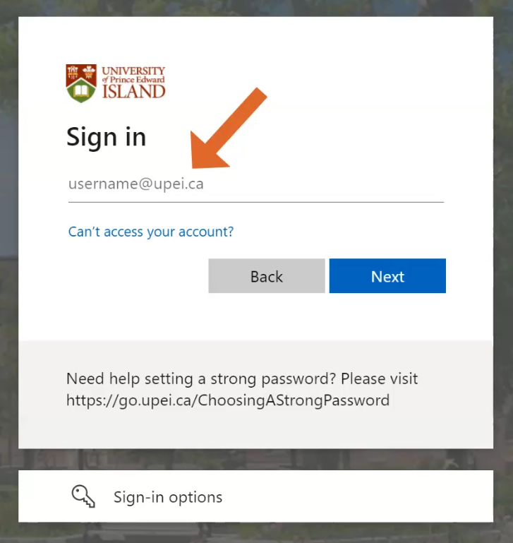 UPEI Login page