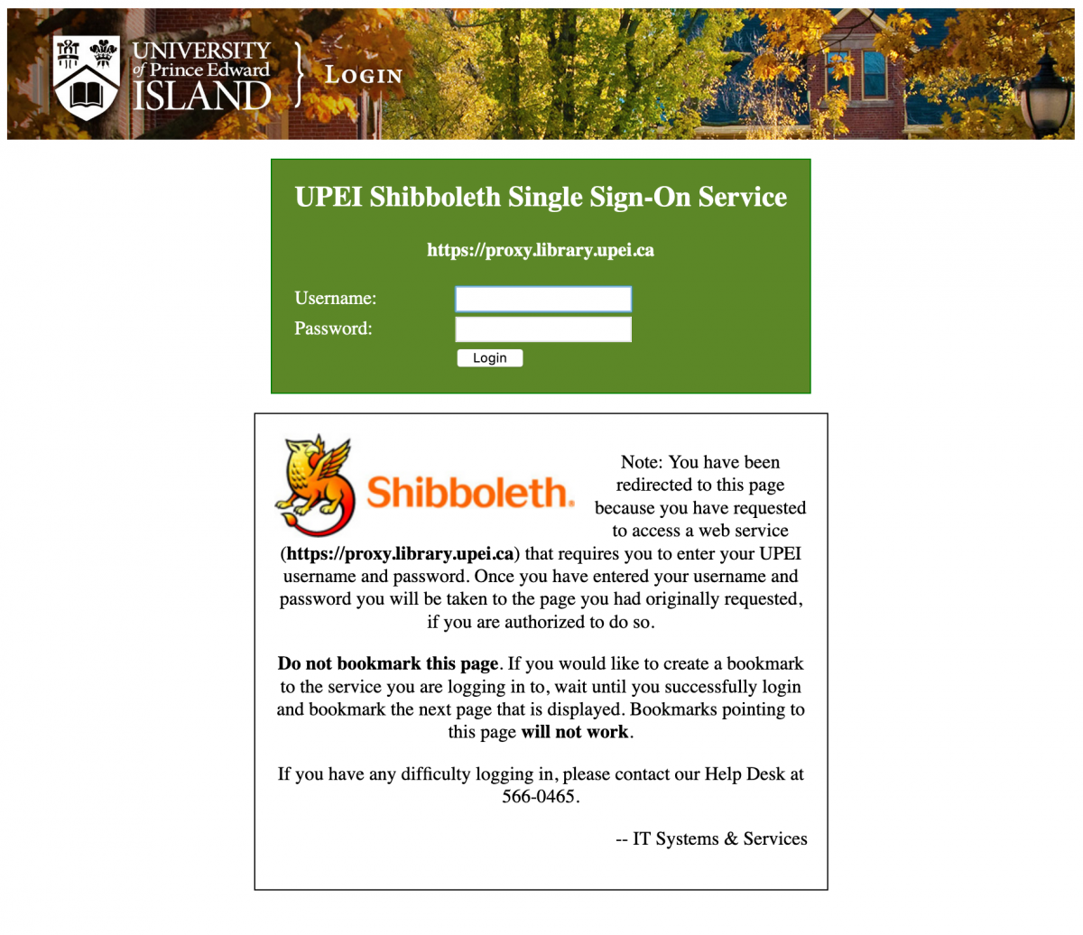 upei shibboleth single sign on screen