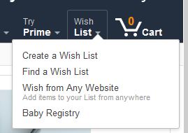 Open the Wishlist menu at the top right corner of Amazon's website and click on "Find a Wish List"
