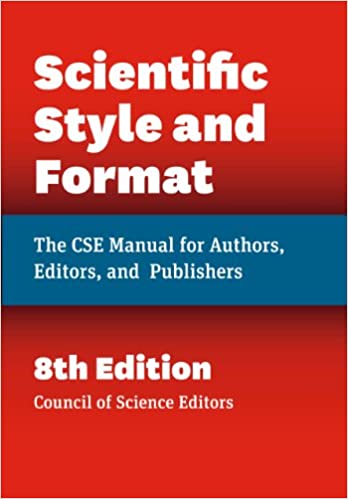 Book cover of the 8th edition of the CSE Manual for Authors, Editors, and Publishers, red background with white text