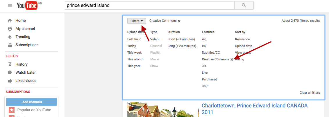 Youtube Creative Commons Filter